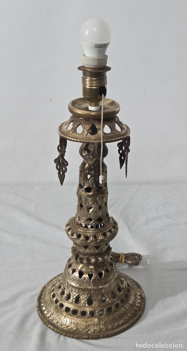 Antig&uuml;edades: Lampara de sobremesa en bronce, funciona - Foto 3