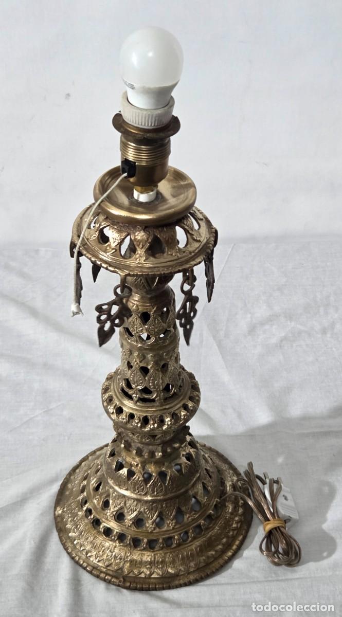 Antig&uuml;edades: Lampara de sobremesa en bronce, funciona - Foto 6