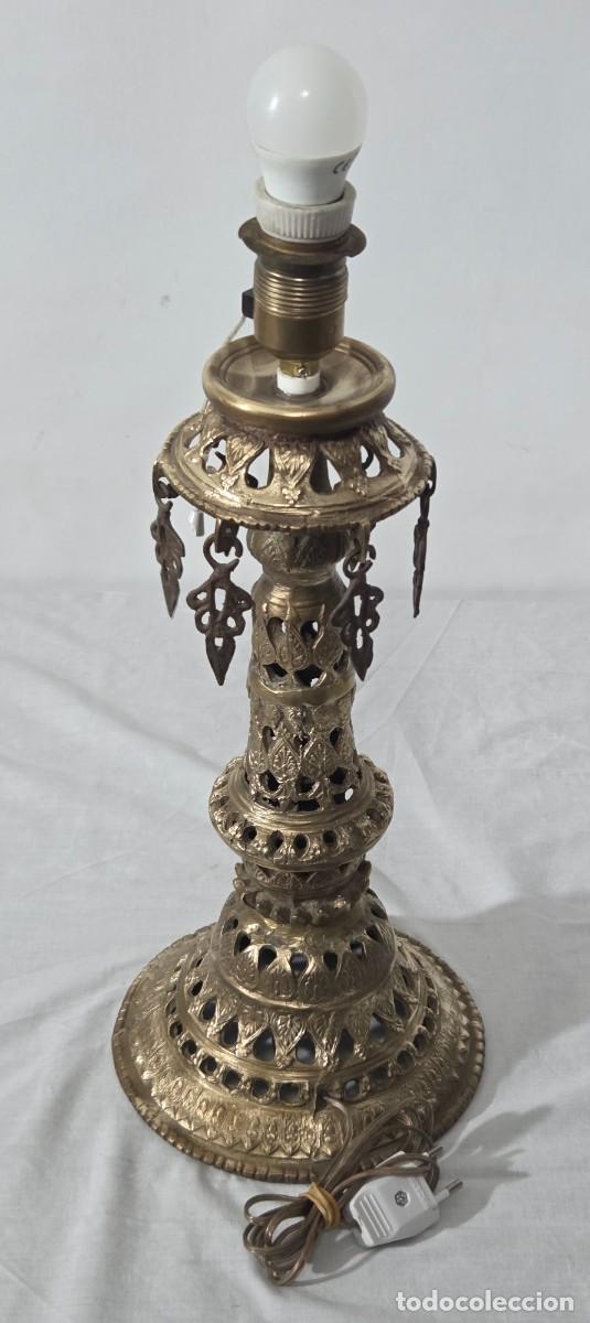 Antig&uuml;edades: Lampara de sobremesa en bronce, funciona - Foto 7