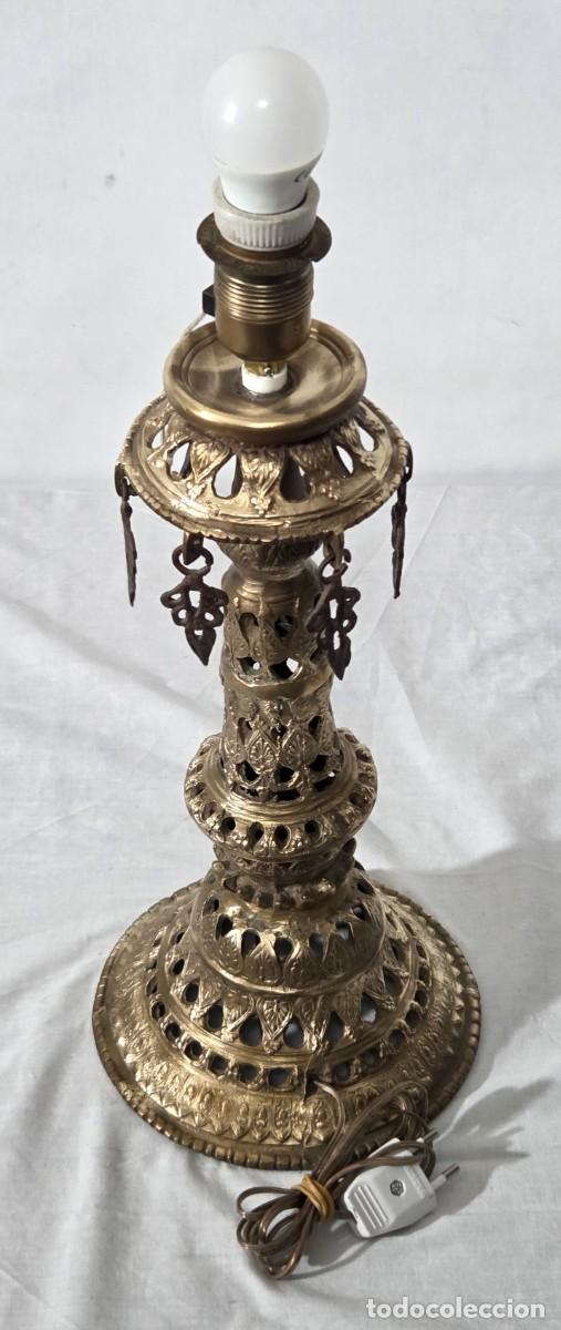 Antig&uuml;edades: Lampara de sobremesa en bronce, funciona - Foto 8