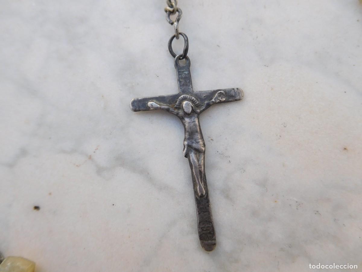 Antig&uuml;edades: Rosario de plata con cuentas de n&aacute;car - Foto 2