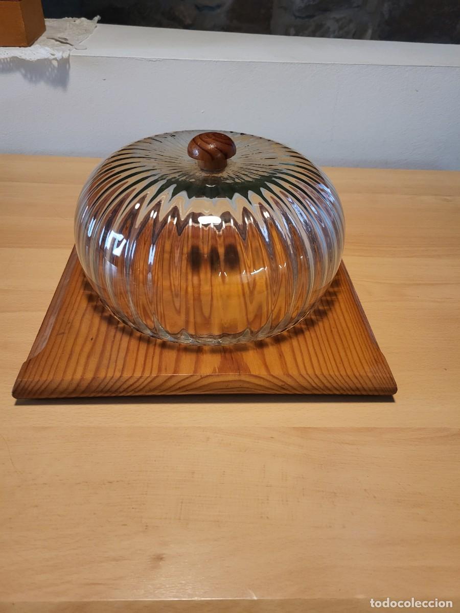 Antig&uuml;edades: ANTIGUA QUESERA CRISTAL Y MADERA - Foto 2