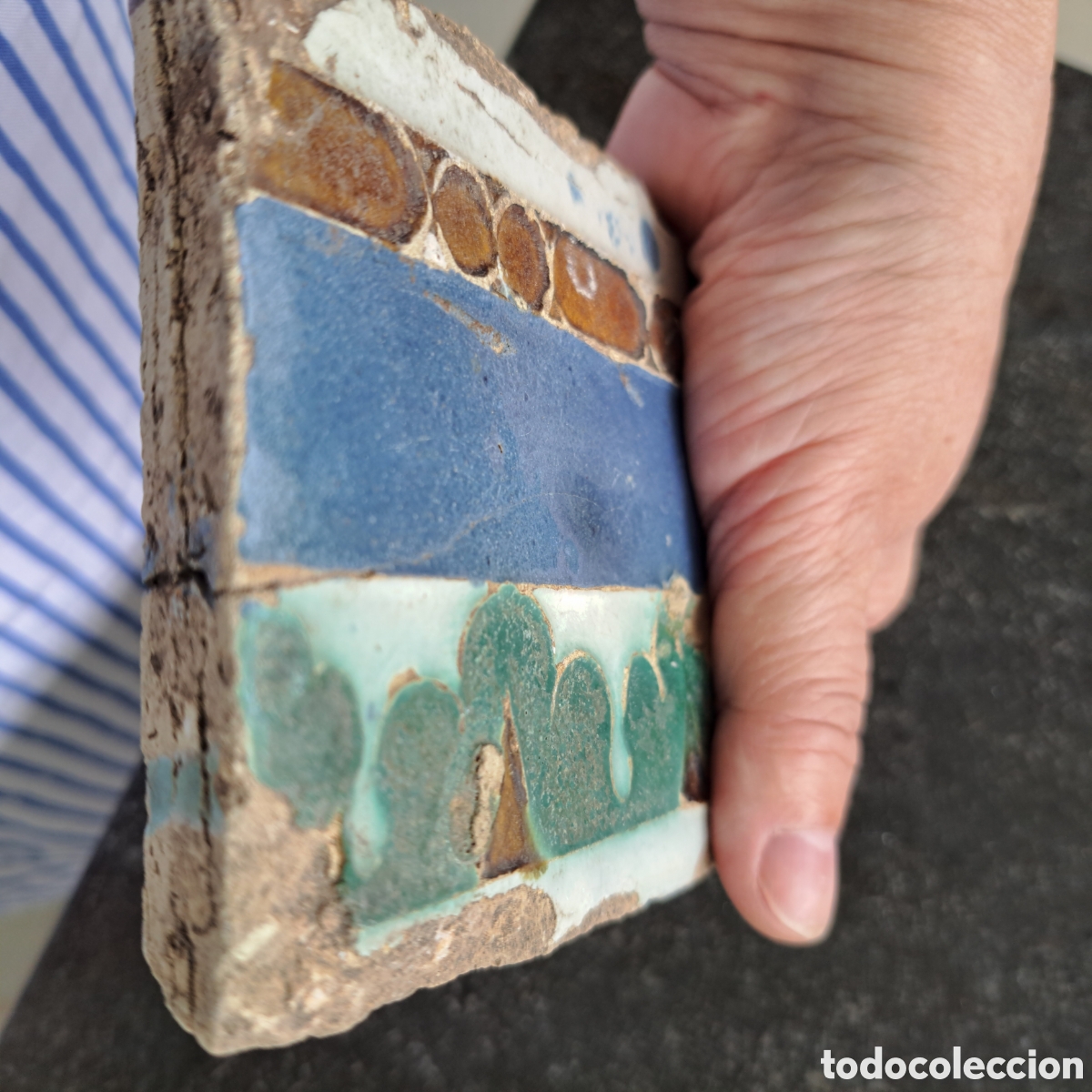 Antig&uuml;edades: Azulejo. S. XVI. Toledo. - Foto 3