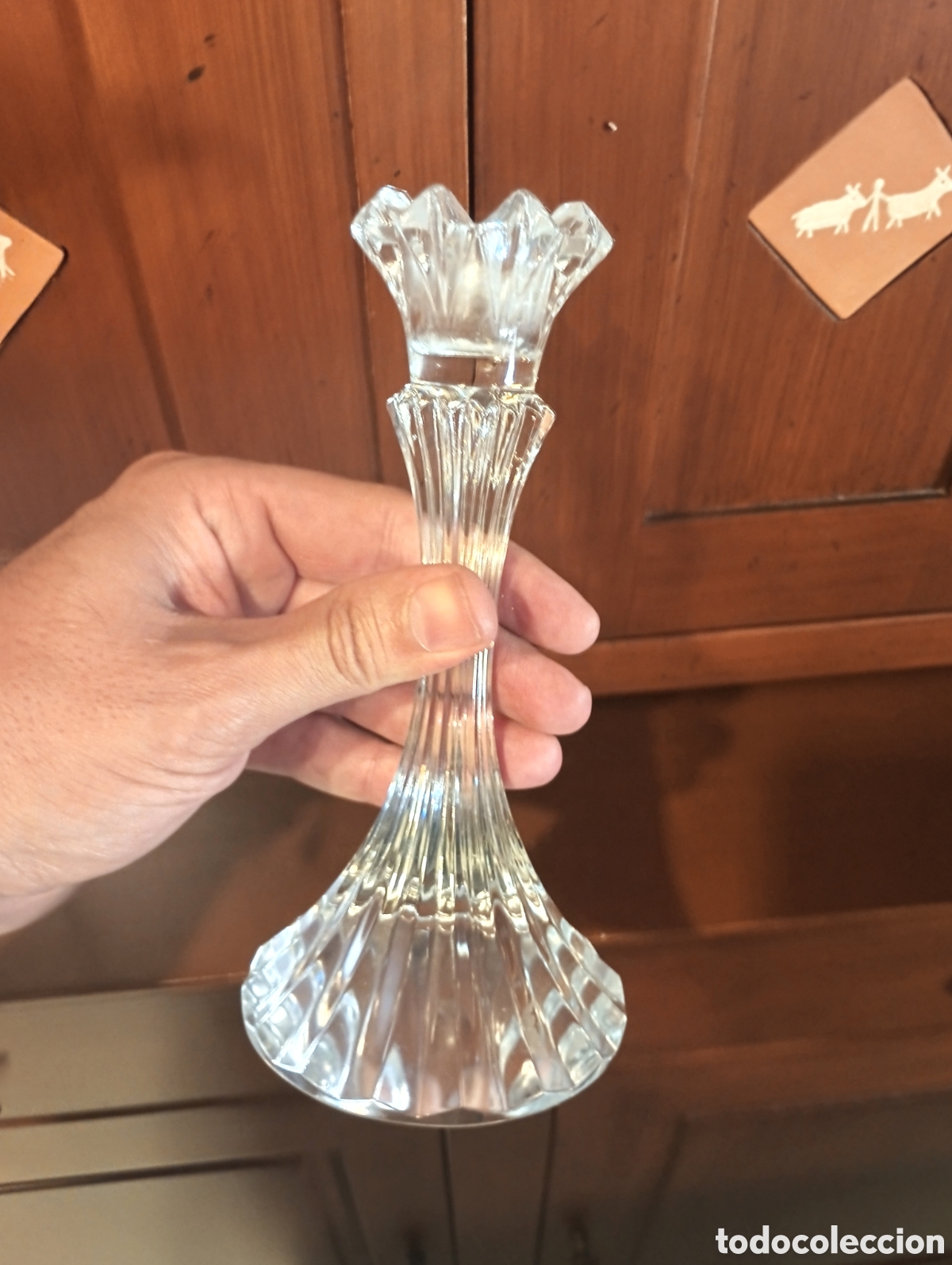Antig&uuml;edades: Candelabro de cristal tallado - Foto 3