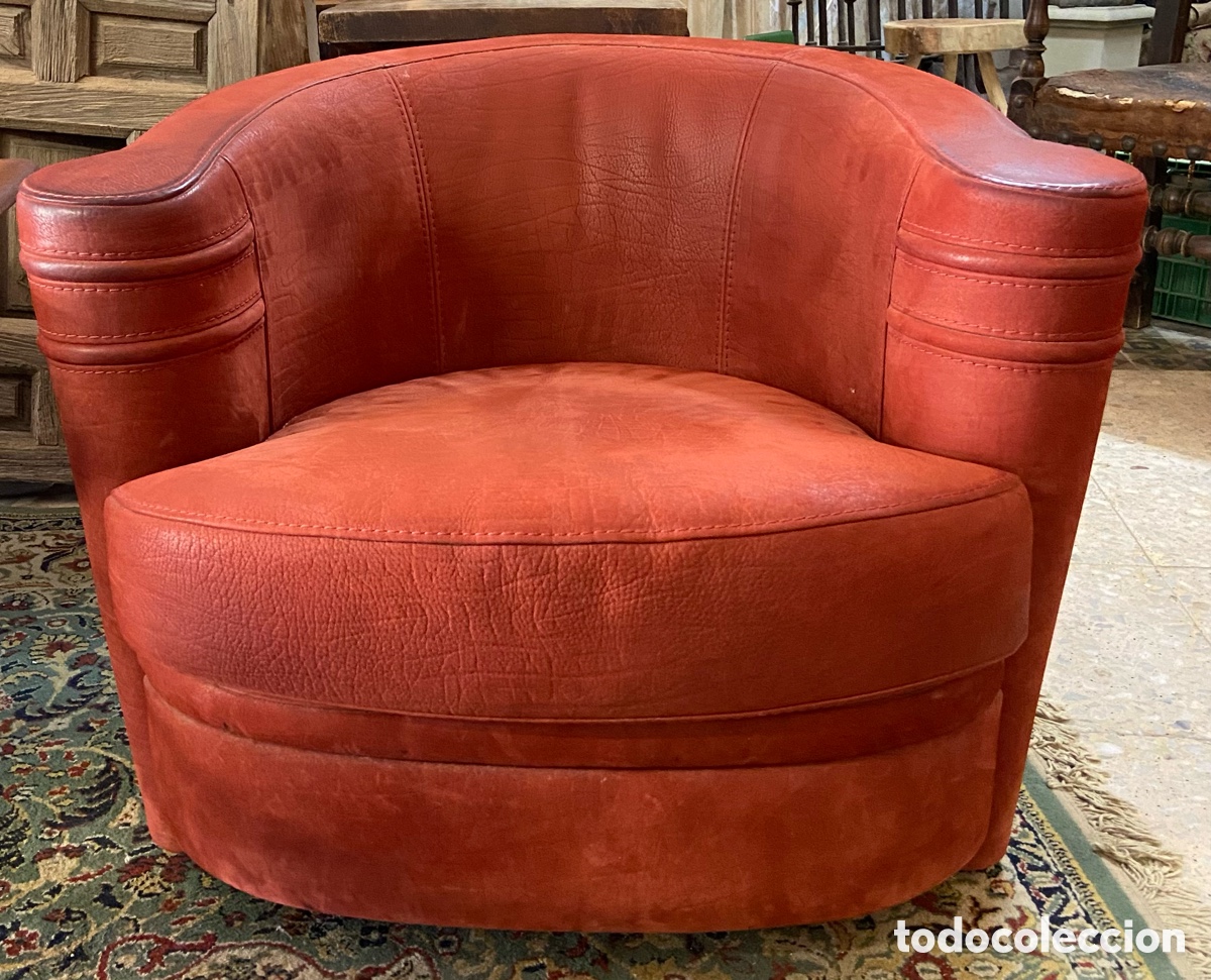 Antig&uuml;edades: Sill&oacute;n Claude Dalle giratorio rojo - Foto 2