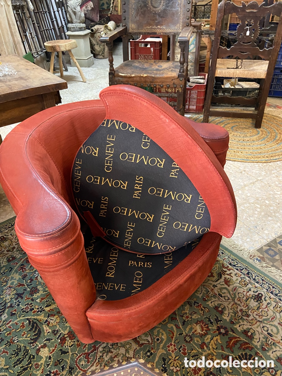 Antig&uuml;edades: Sill&oacute;n Claude Dalle giratorio rojo - Foto 4