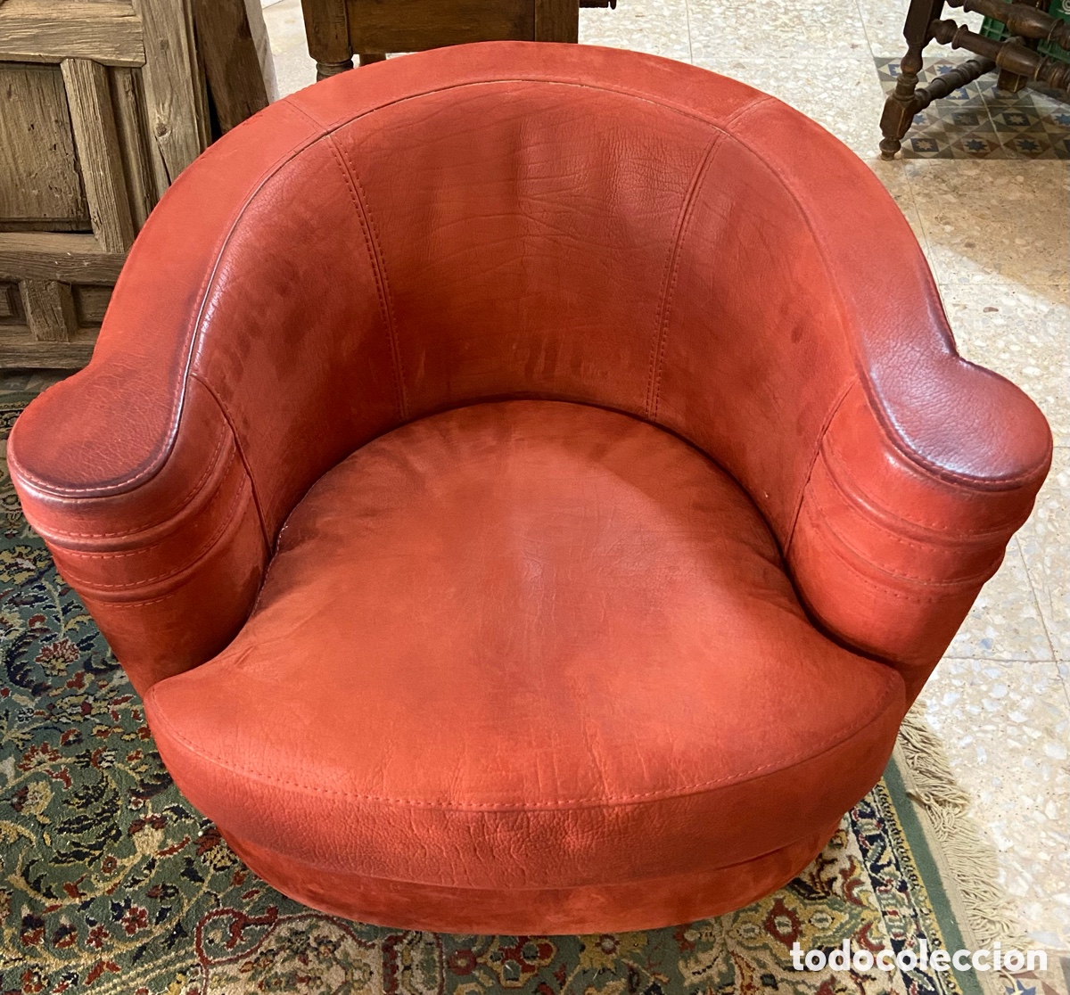 Antig&uuml;edades: Sill&oacute;n Claude Dalle giratorio rojo - Foto 1
