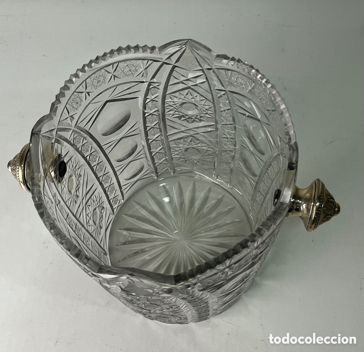 Antig&uuml;edades: GRAN CUBITERA CRISTAL TALLADO Y PLATA - Foto 2