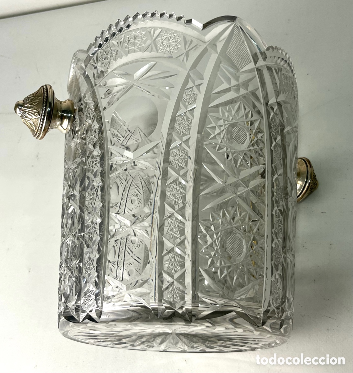 Antig&uuml;edades: GRAN CUBITERA CRISTAL TALLADO Y PLATA - Foto 4