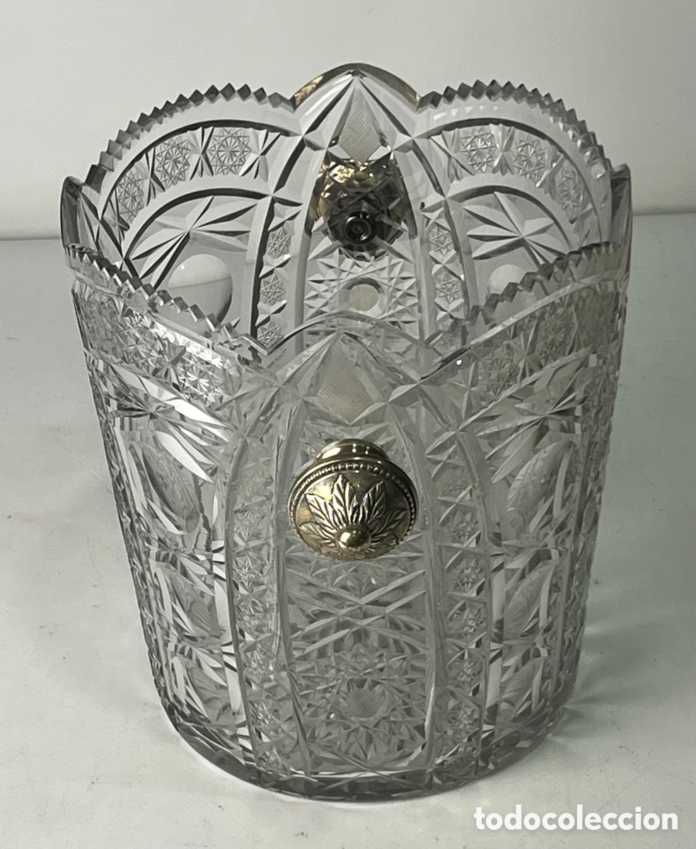 Antig&uuml;edades: GRAN CUBITERA CRISTAL TALLADO Y PLATA - Foto 5