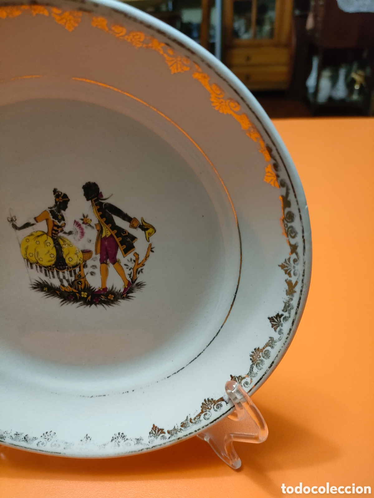 Antig&uuml;edades: Peque&ntilde;o plato pickman dorado - Foto 2