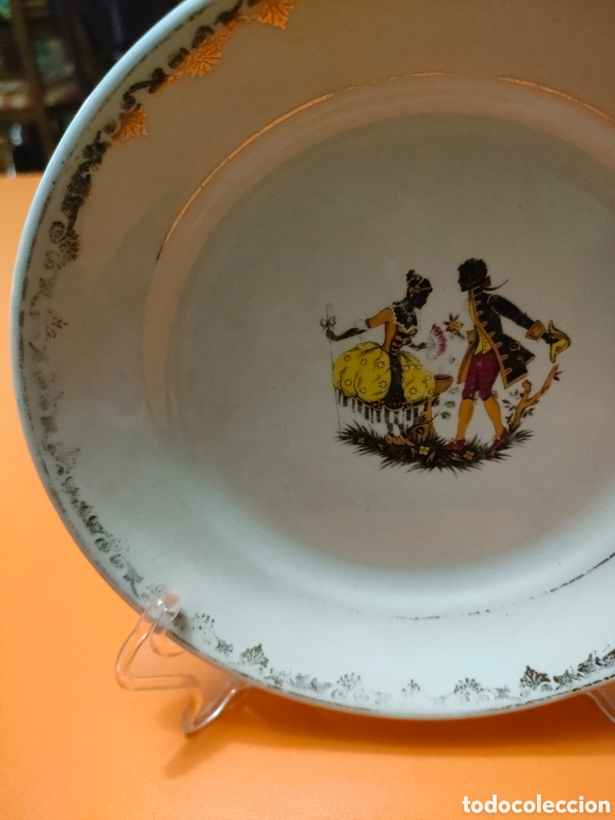 Antig&uuml;edades: Peque&ntilde;o plato pickman dorado - Foto 3