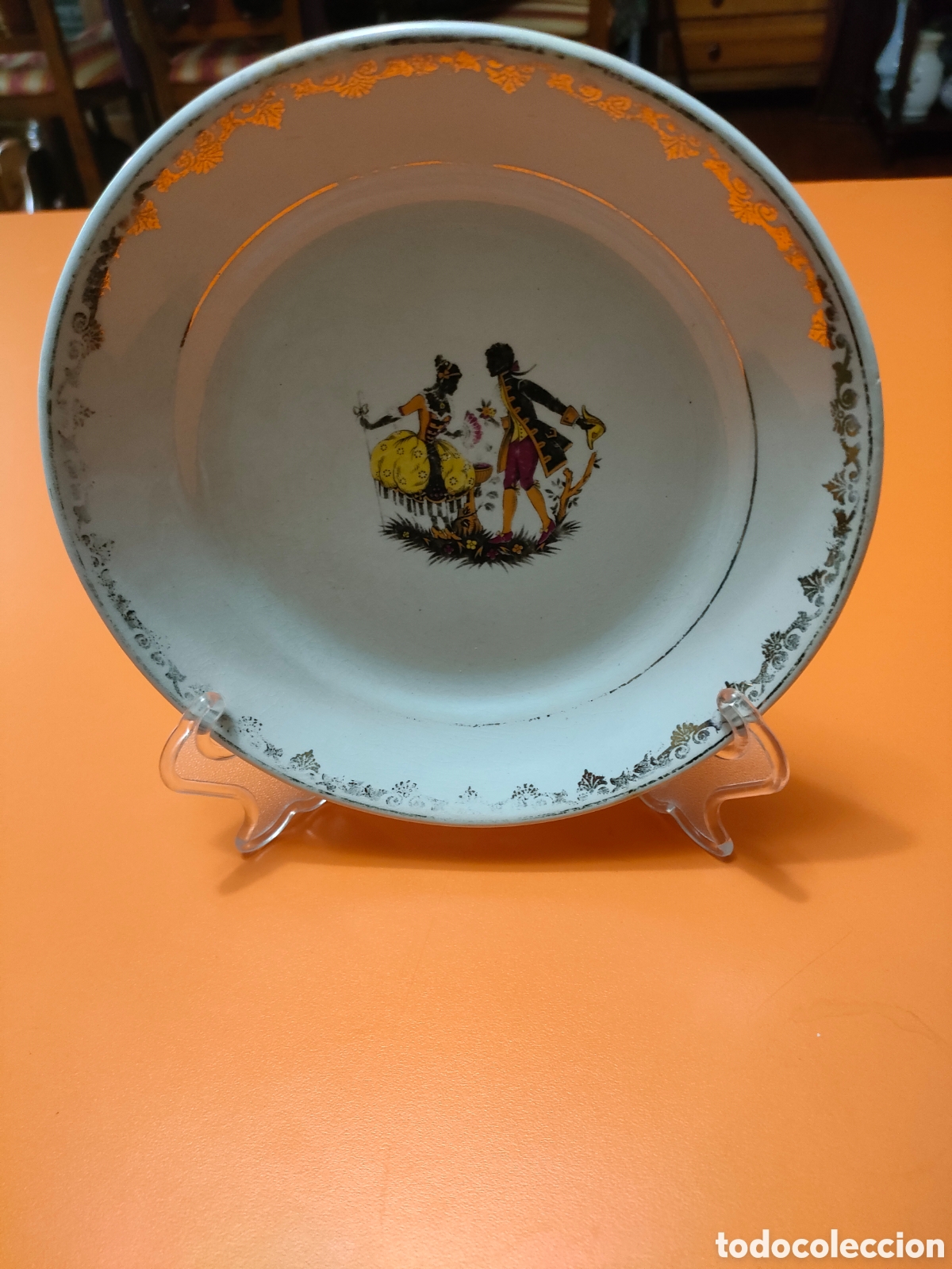 Antig&uuml;edades: Peque&ntilde;o plato pickman dorado - Foto 1