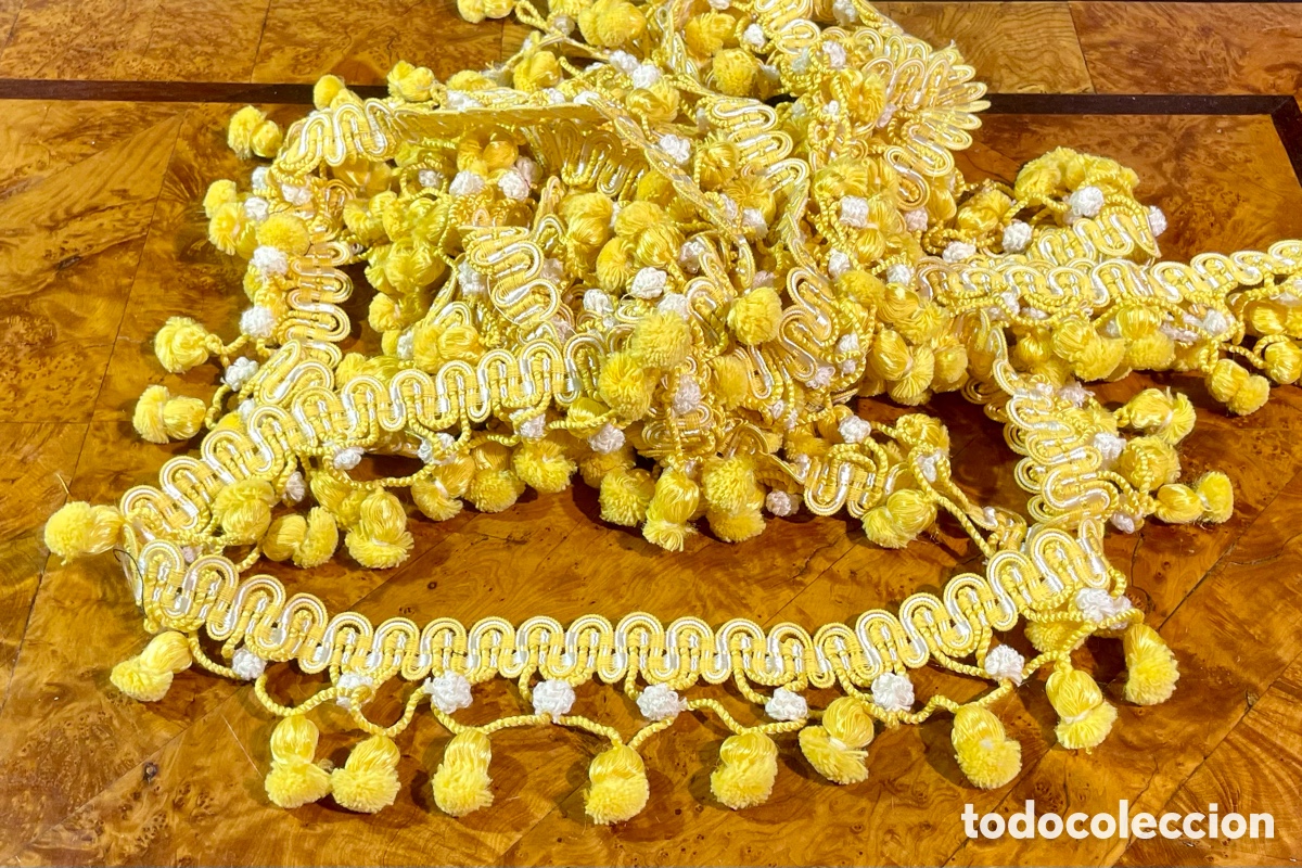 Antig&uuml;edades: Fleco Antiguo Amarillo y Blanco - Foto 3