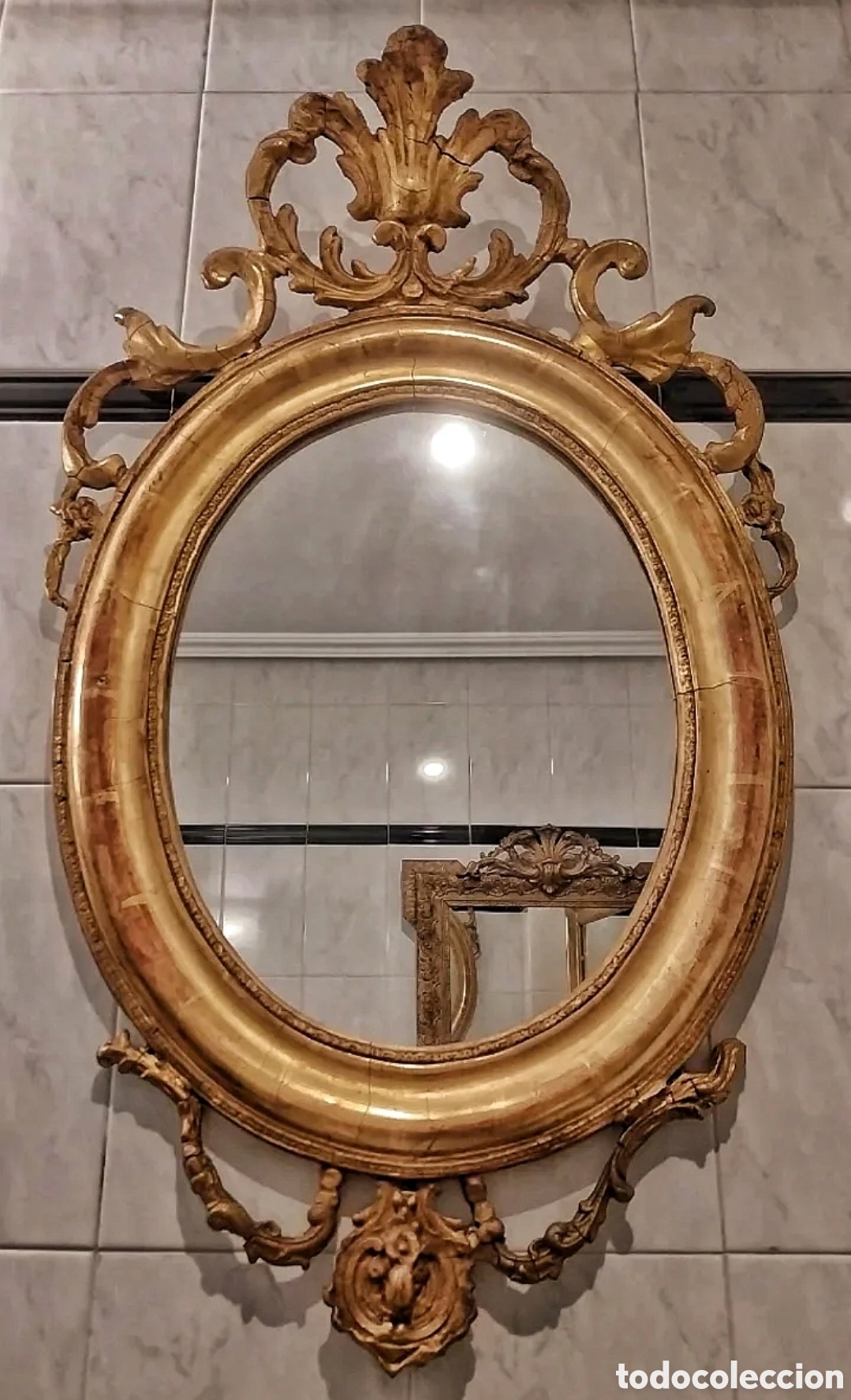Antig&uuml;edades: Espejo isabelino ovalado - Foto 1