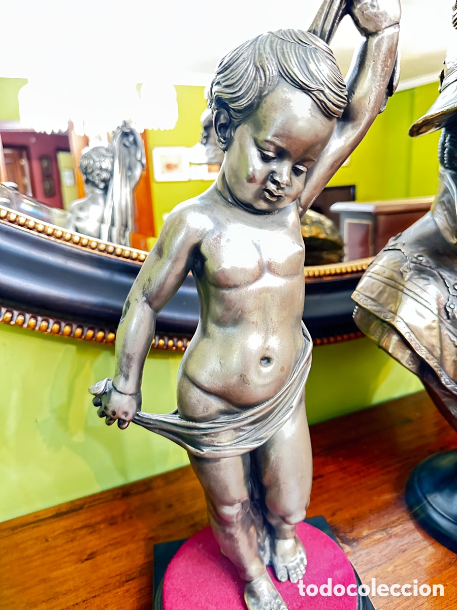 Antig&uuml;edades: Estatua de querub&iacute;n plateada - Foto 1