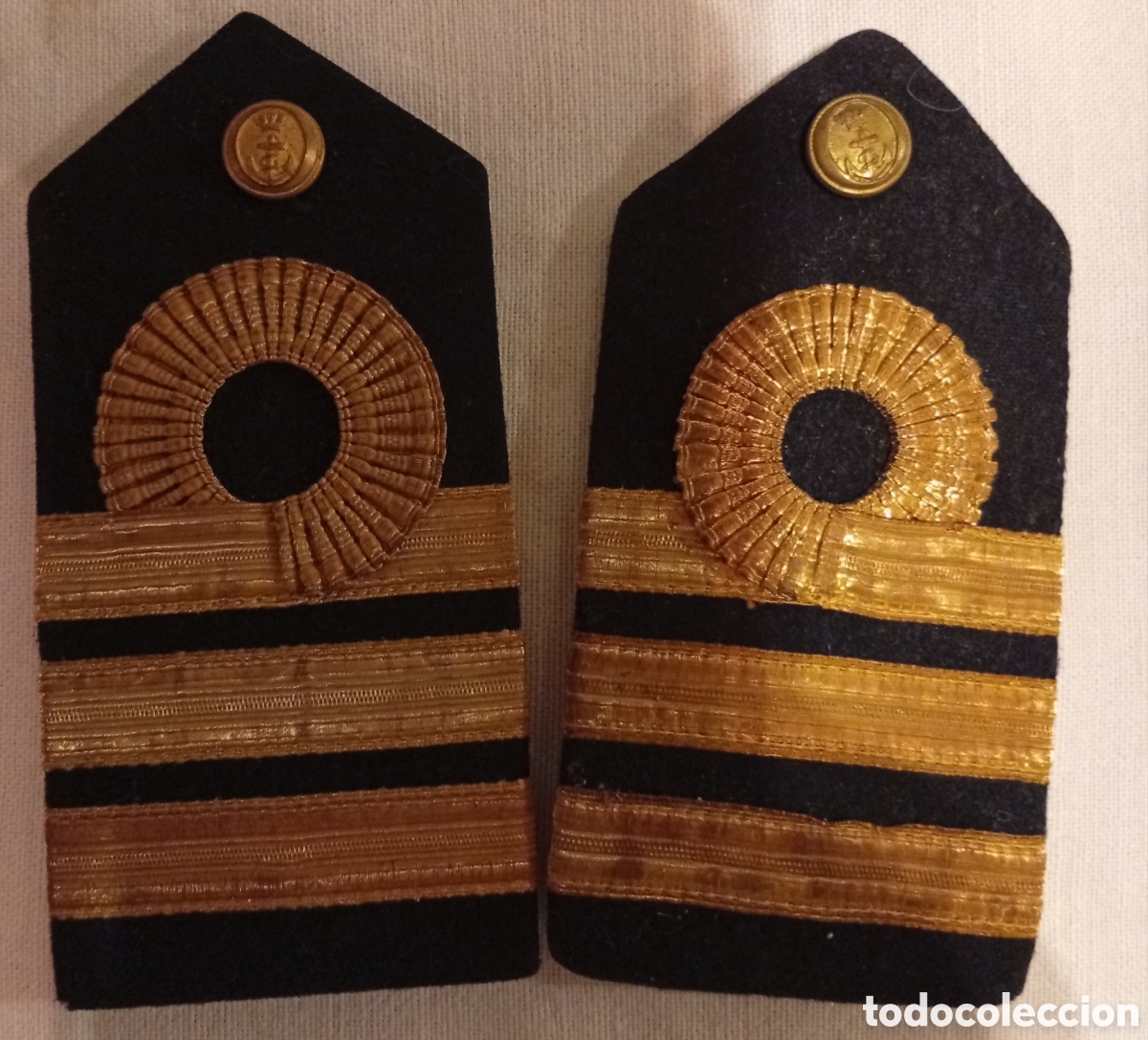 Antiques: Par de antiguas hombreras galones de oficial militar de la Marina Espa&ntilde;ola