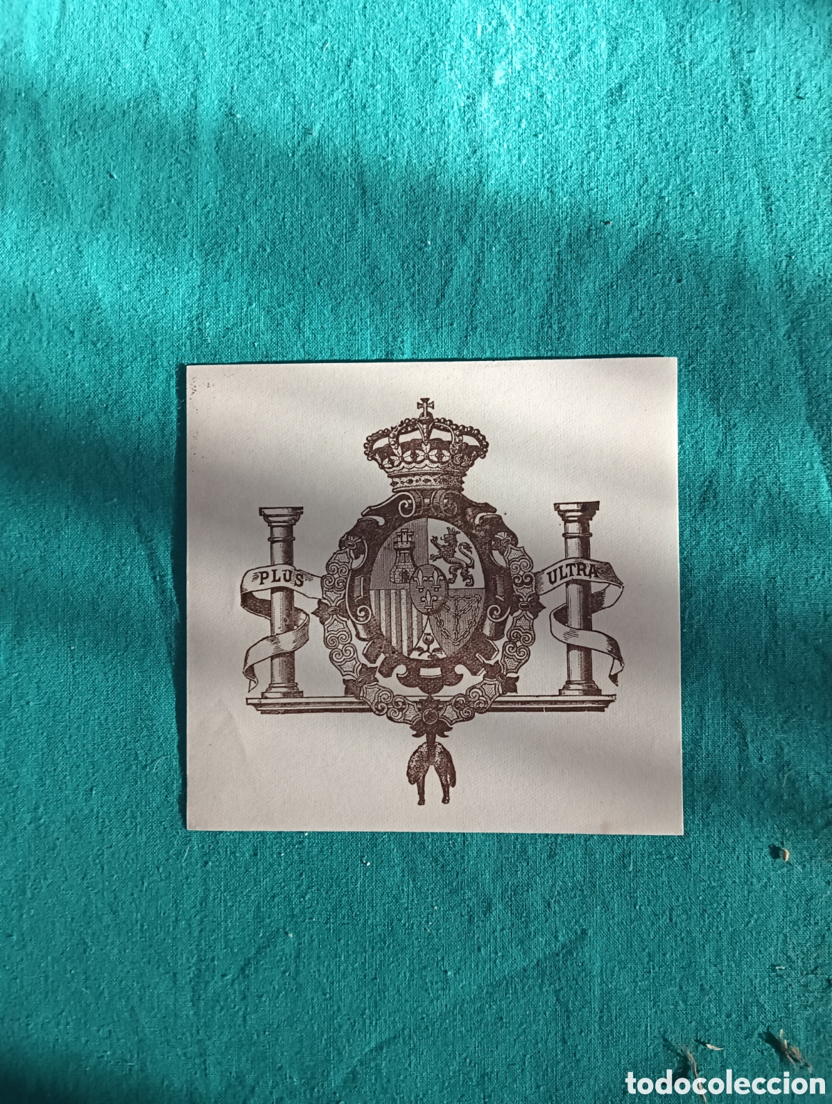 Antig&uuml;edades: Antiguo exlibris con el escudo real - Foto 1