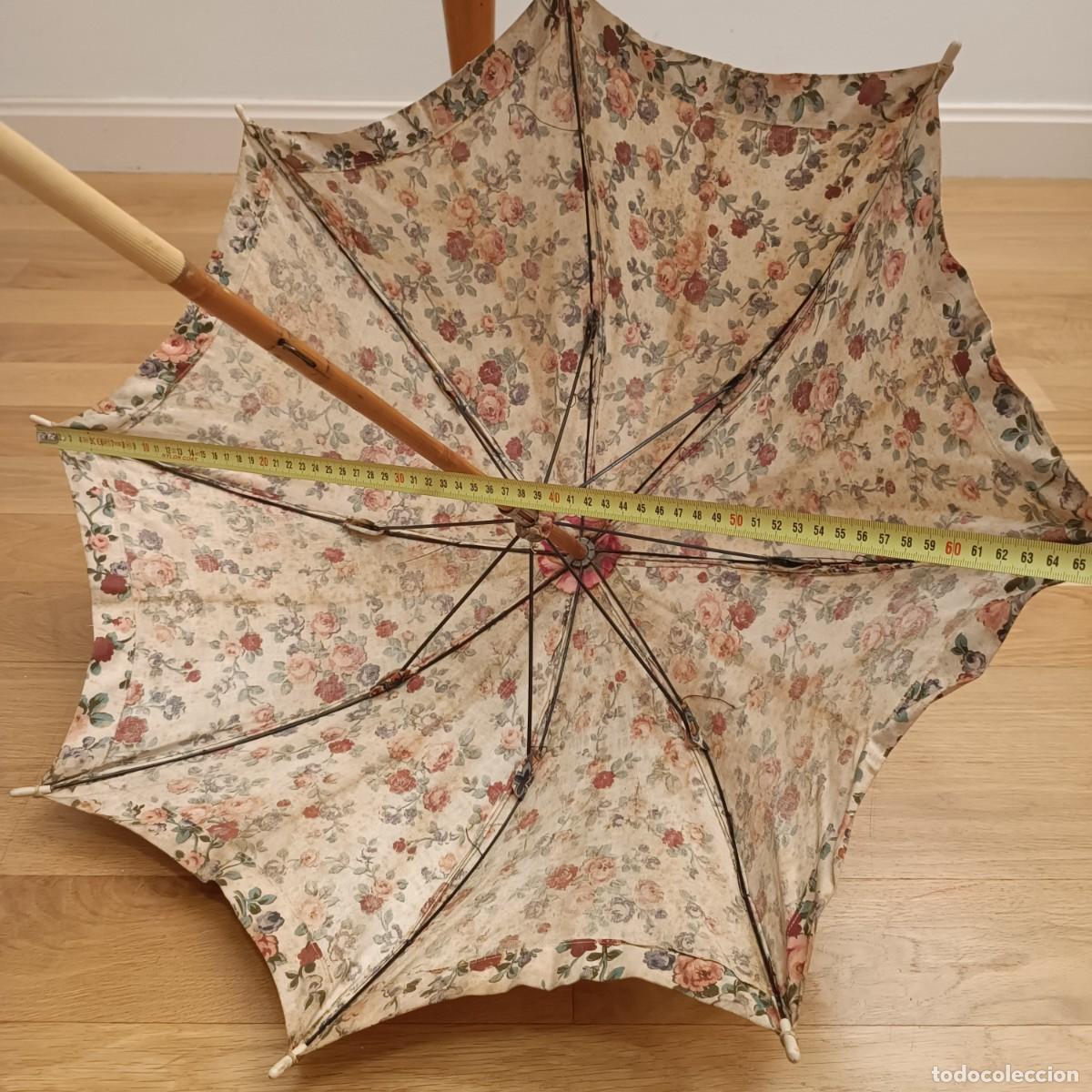 Antig&uuml;edades: SOMBRILLA A&Ntilde;OS 20 EN ALGOD&Oacute;N ESTAMPADO FLORAL - Foto 2
