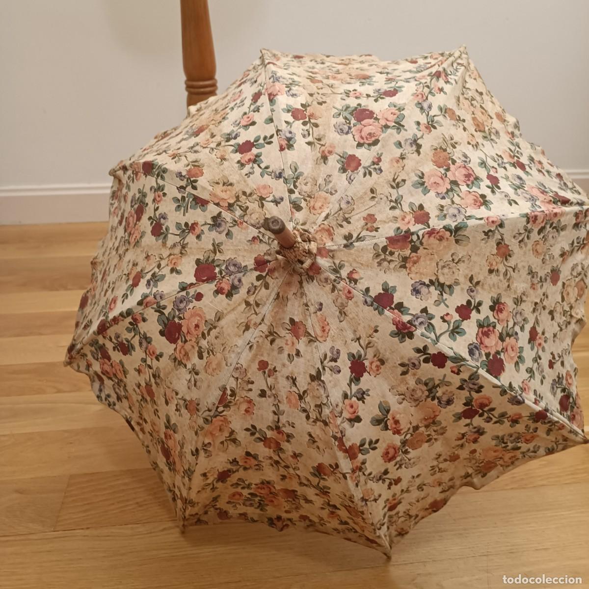 Antig&uuml;edades: SOMBRILLA A&Ntilde;OS 20 EN ALGOD&Oacute;N ESTAMPADO FLORAL - Foto 5