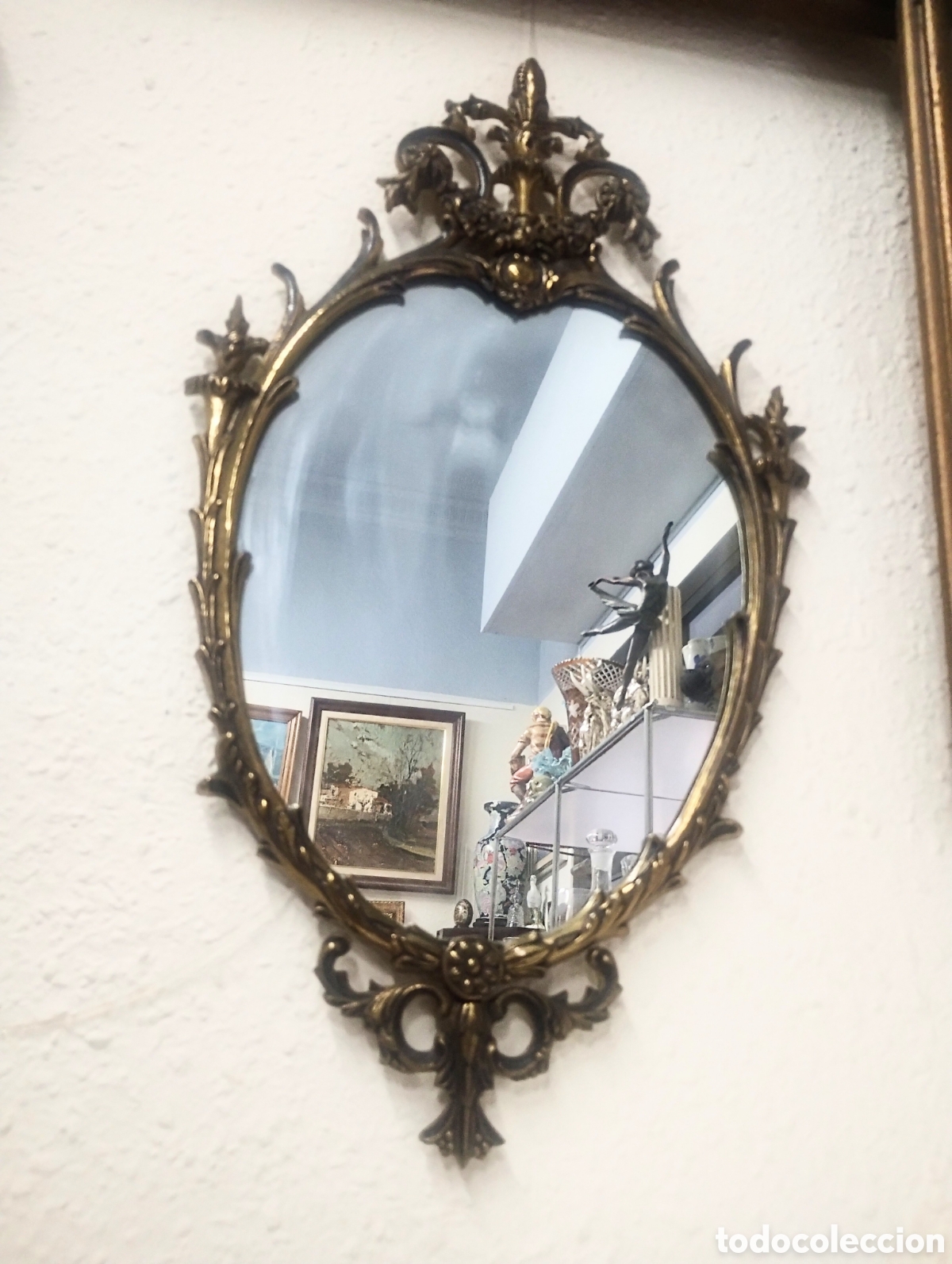 Antig&uuml;edades: Espejo de bronce Med. S. XX - Foto 1