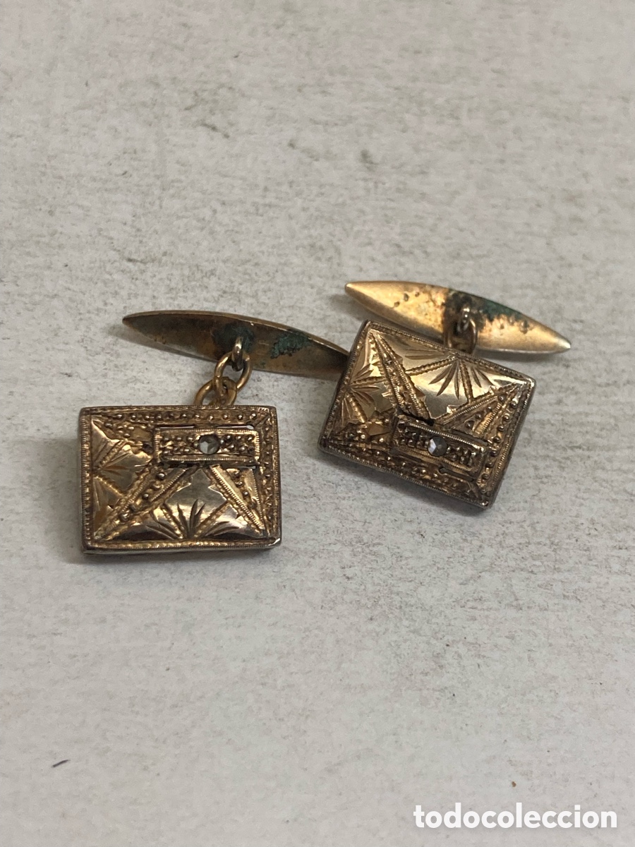 Antig&uuml;edades: Gemelos de plata chapado oro /g25 - Foto 1