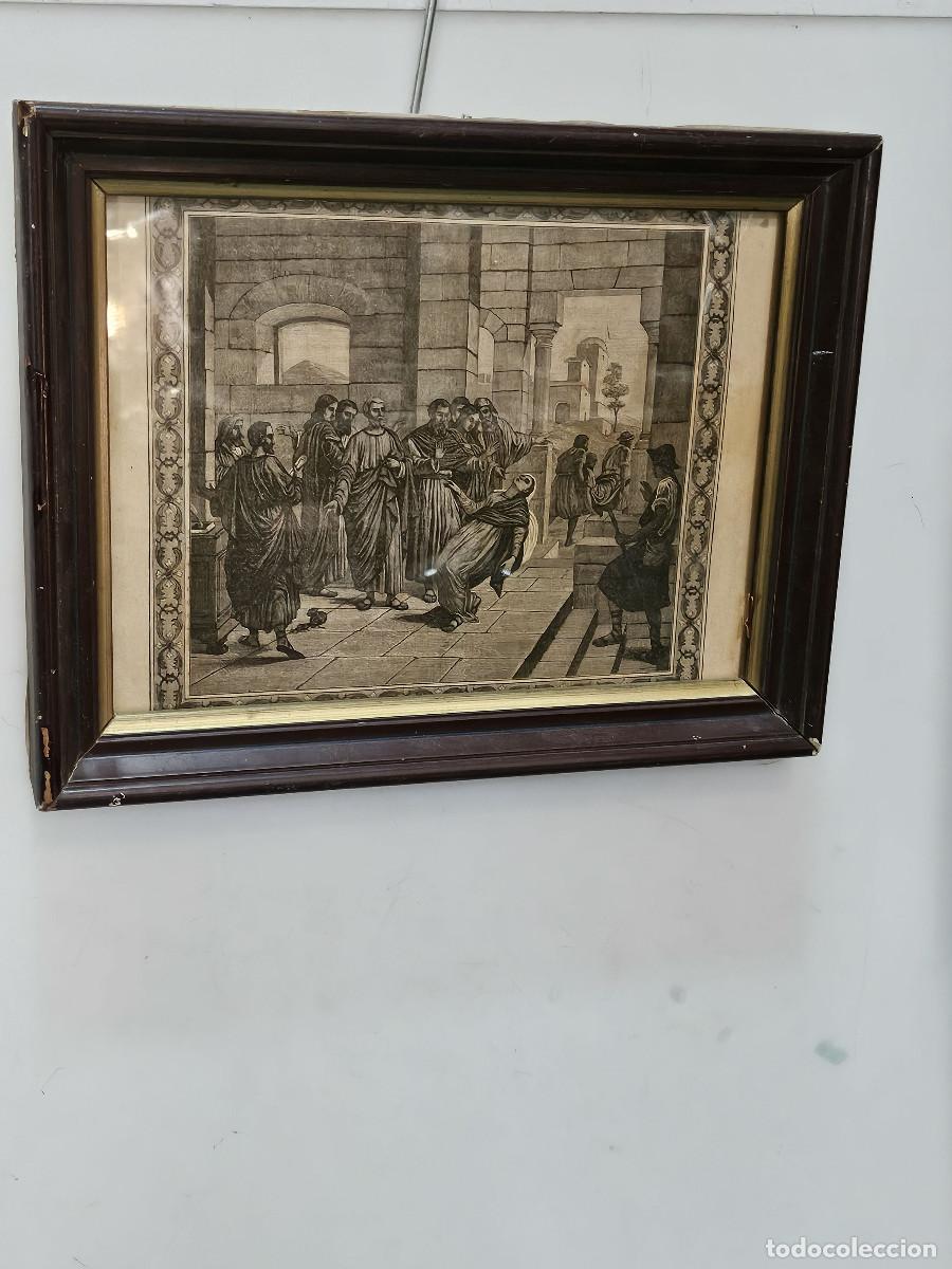 Antig&uuml;edades: cuadro con grabado religioso antiguo - Foto 1