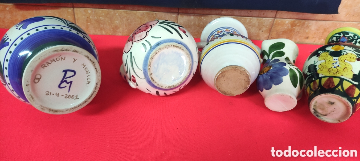 Antig&uuml;edades: Conjunto de 5 jarrones de ceramica - Foto 8