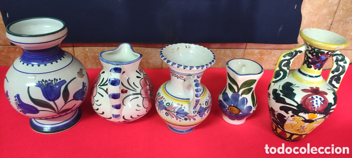 Antig&uuml;edades: Conjunto de 5 jarrones de ceramica - Foto 9