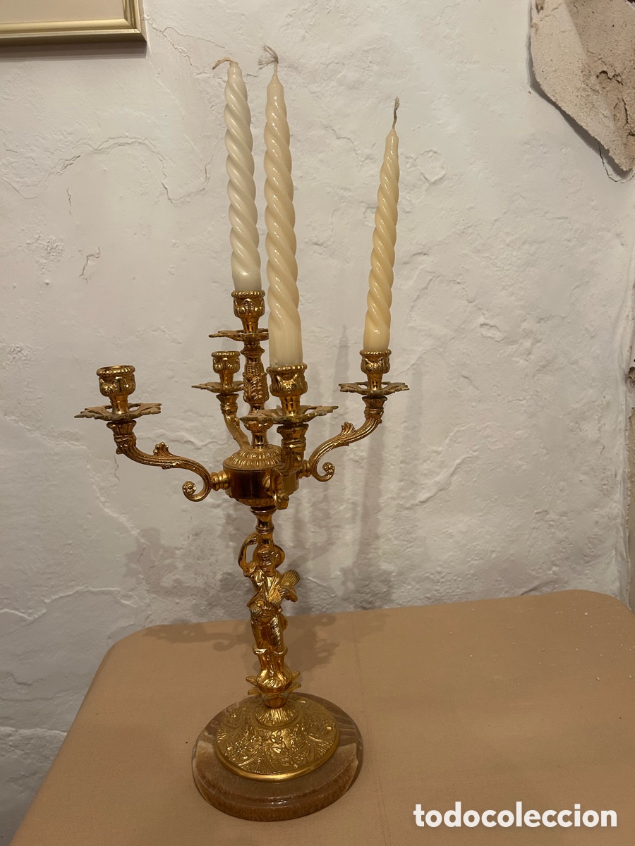 Antig&uuml;edades: Pareja de candelabros de bronce - Foto 5