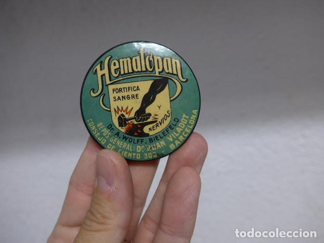 Antiques: Antiguo espejo de publicidad de Hematopan, de Barcelona, original