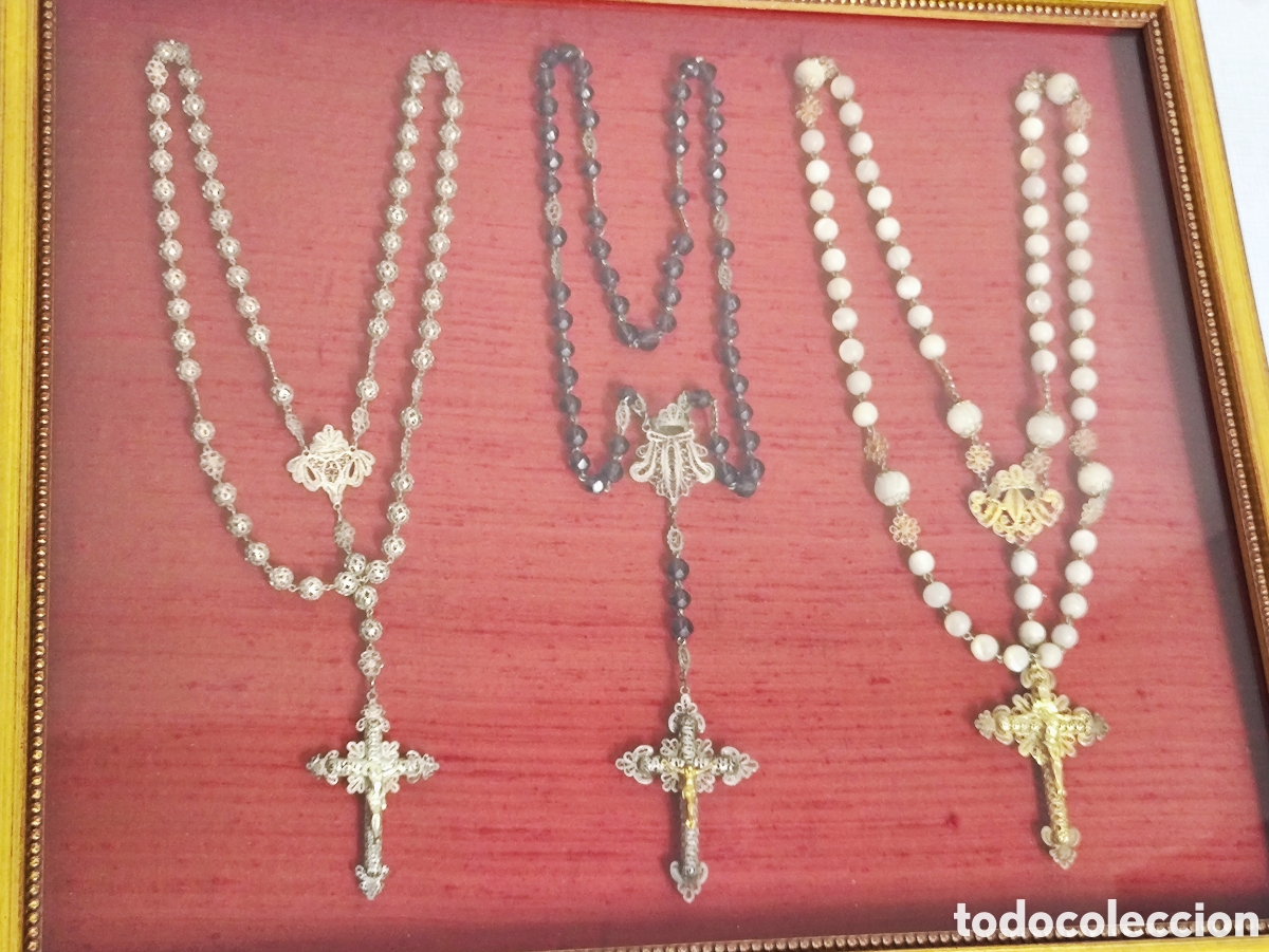 Antig&uuml;edades: ROSARIOS ANTIGUOS EN MARCO-EXPOSITOR - Foto 16