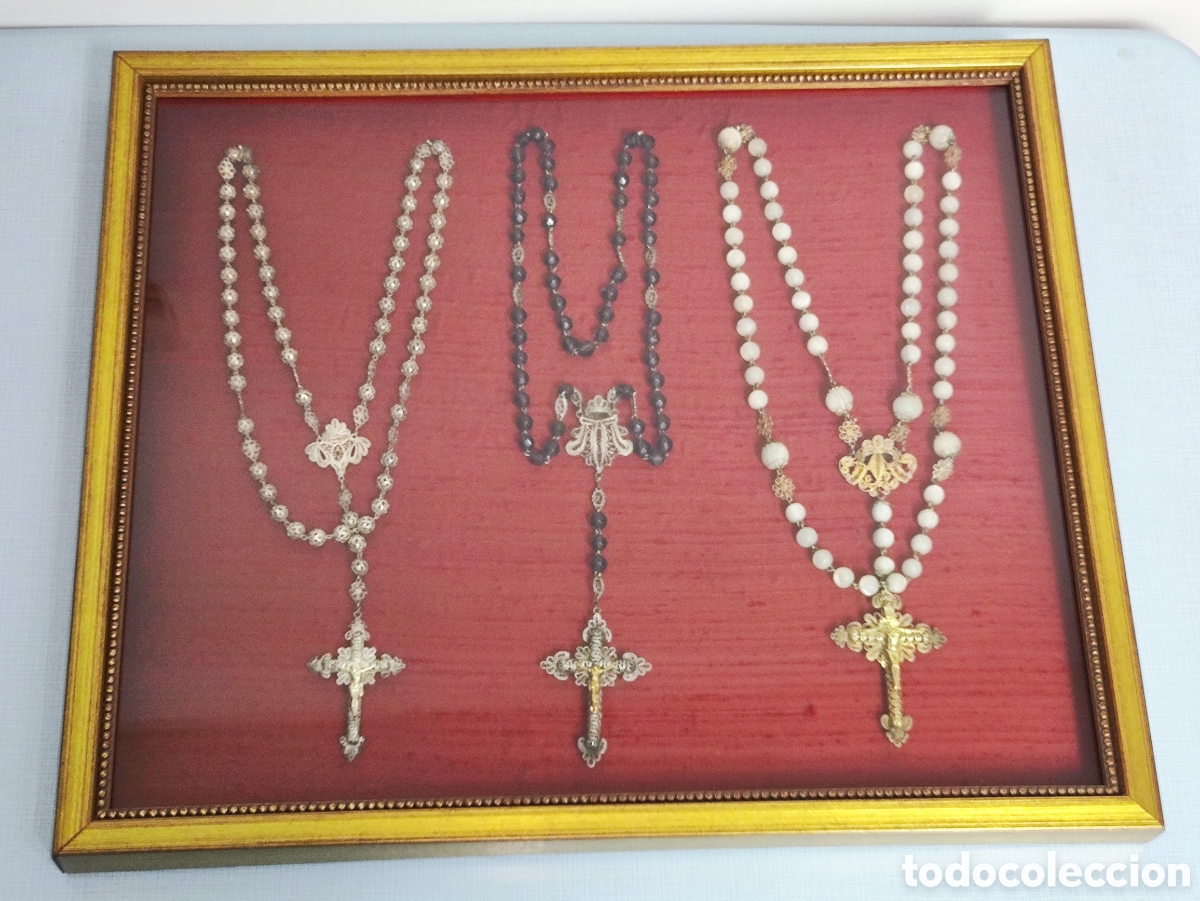 Antig&uuml;edades: ROSARIOS ANTIGUOS EN MARCO-EXPOSITOR - Foto 17