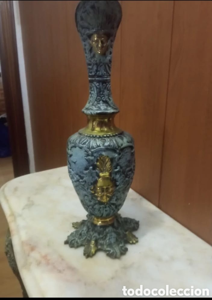 Antig&uuml;edades: &Aacute;nfora de bronce color azul/dorado - Foto 3