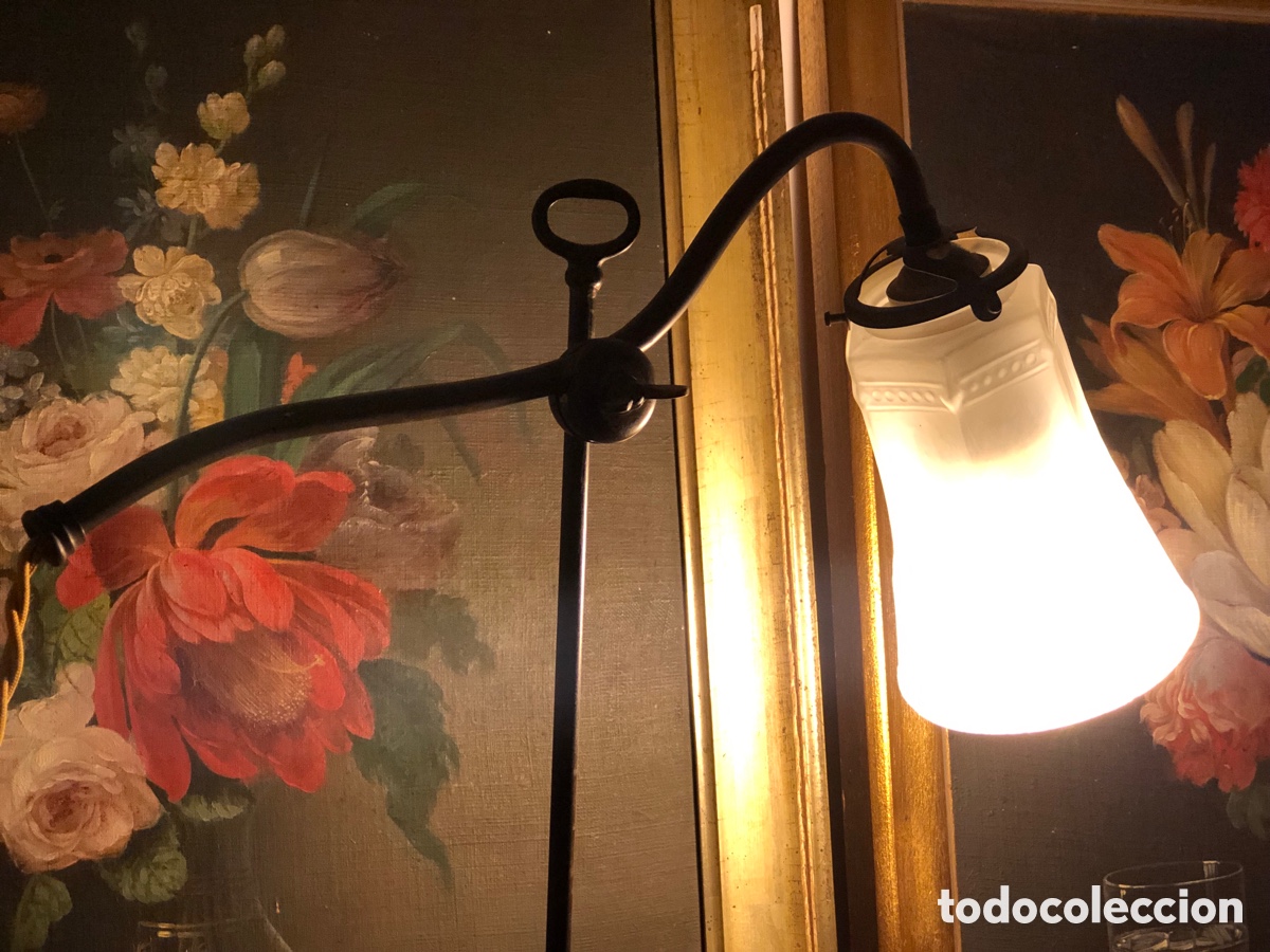 Antig&uuml;edades: Antigua l&aacute;mpara ajustable de cuello de cisne &bull; Estilo Art Nouveau