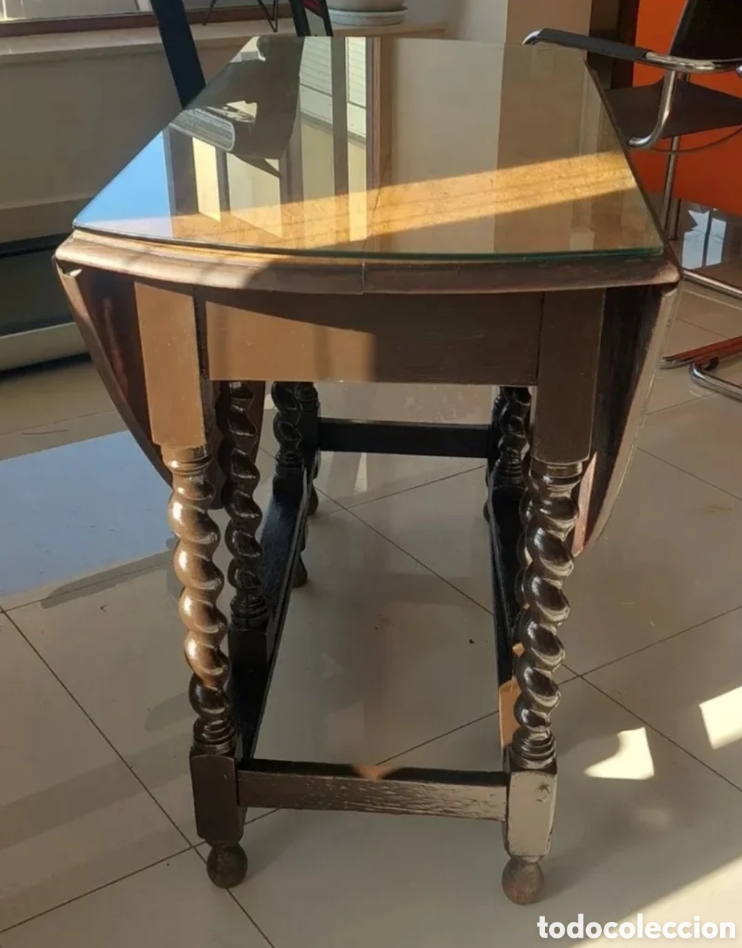 Antig&uuml;edades: Mesa de alas. &Eacute;poca Eduardiana. - Foto 4