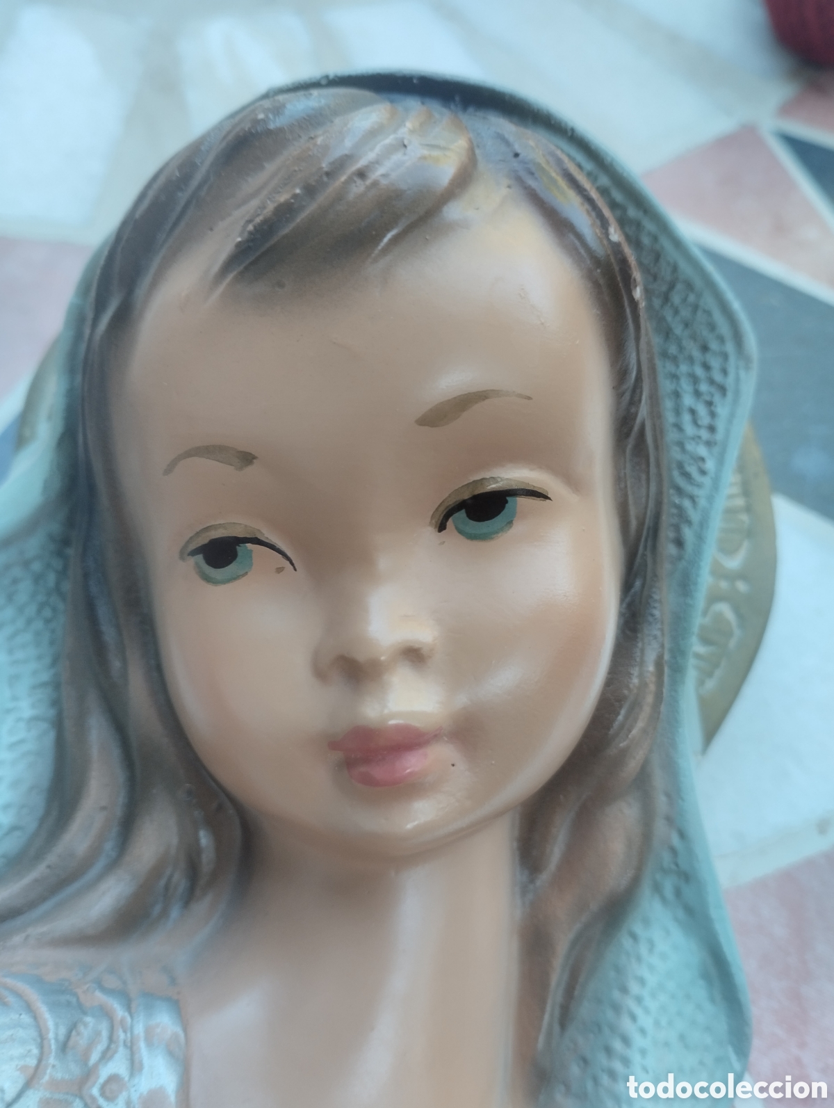 Antig&uuml;edades: Virgen antigua para colgar en la pared - Foto 5