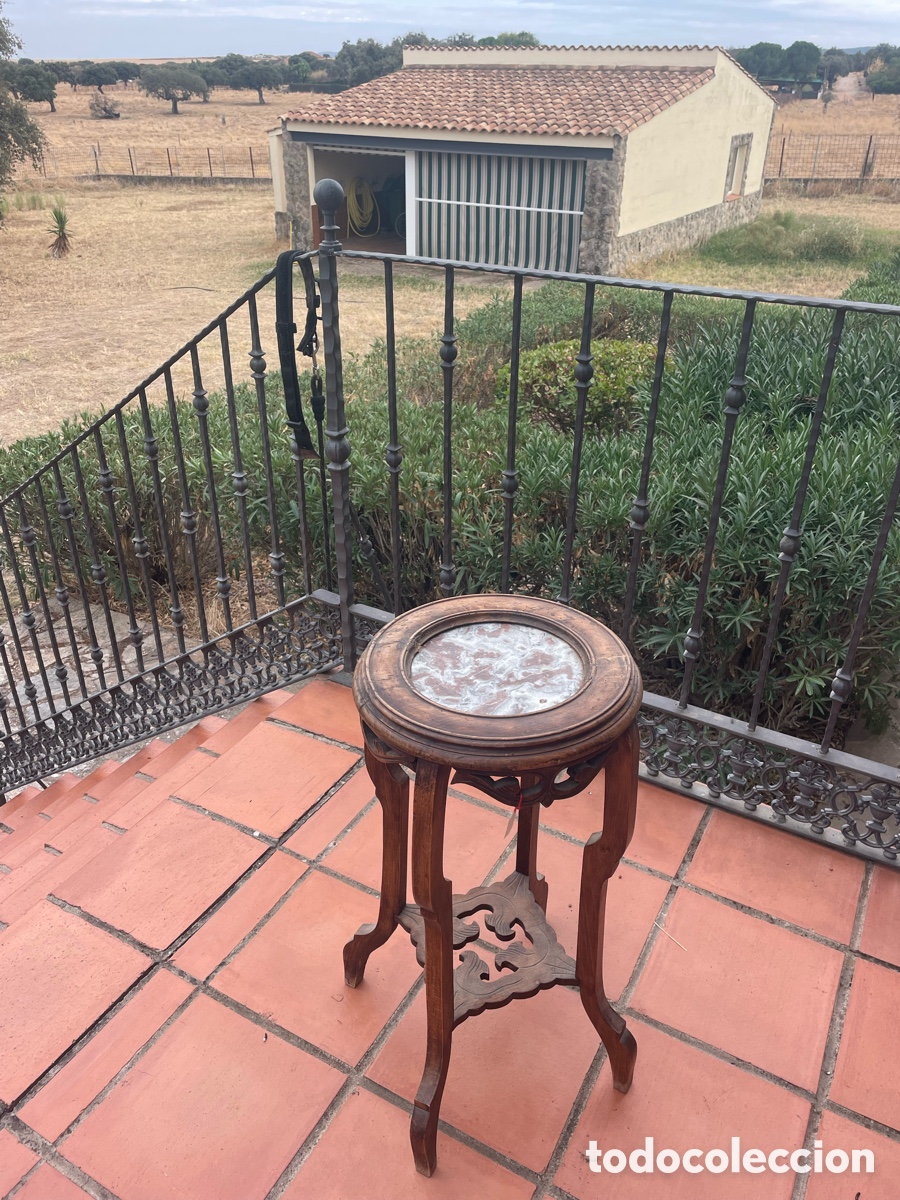 Antig&uuml;edades: PEANA DE MADERA Y MARMOL - Foto 1