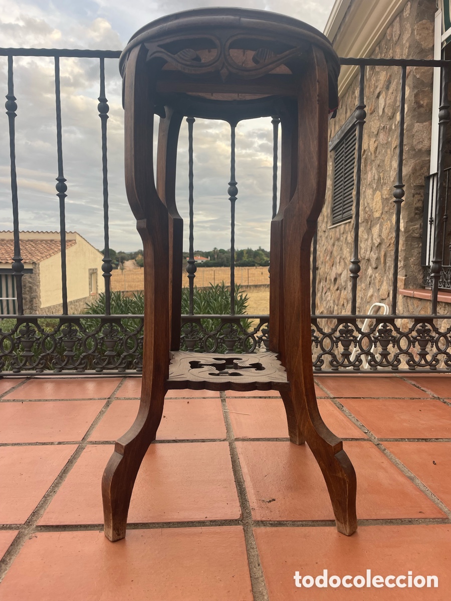 Antig&uuml;edades: PEANA DE MADERA Y MARMOL - Foto 8
