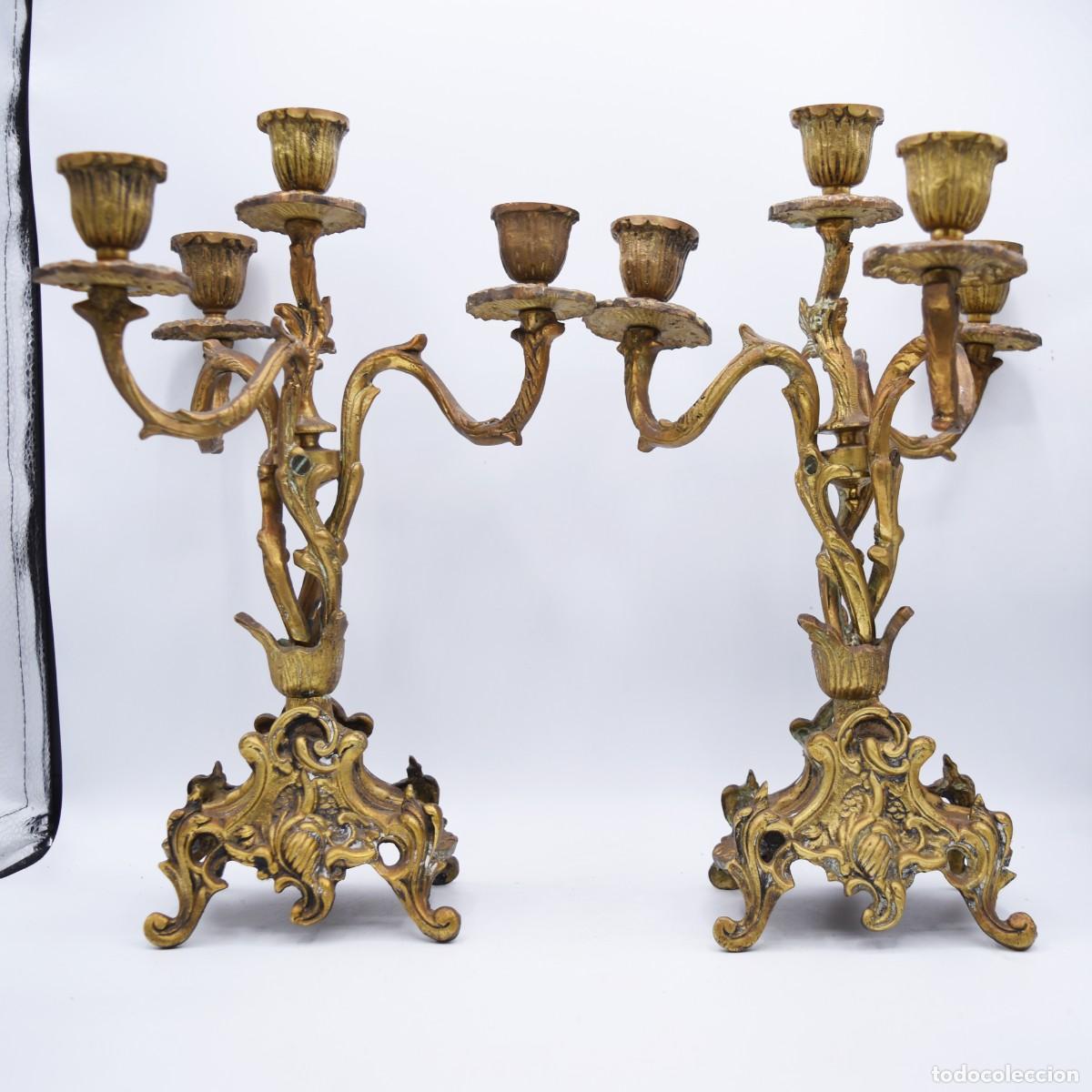 Antig&uuml;edades: Candelabros de bronce antiguos - Foto 4
