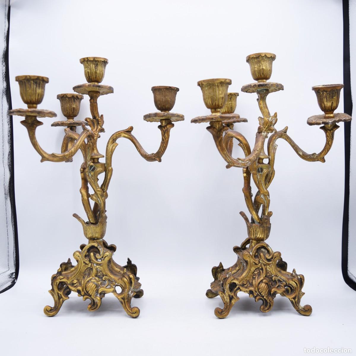 Antig&uuml;edades: Candelabros de bronce antiguos - Foto 5