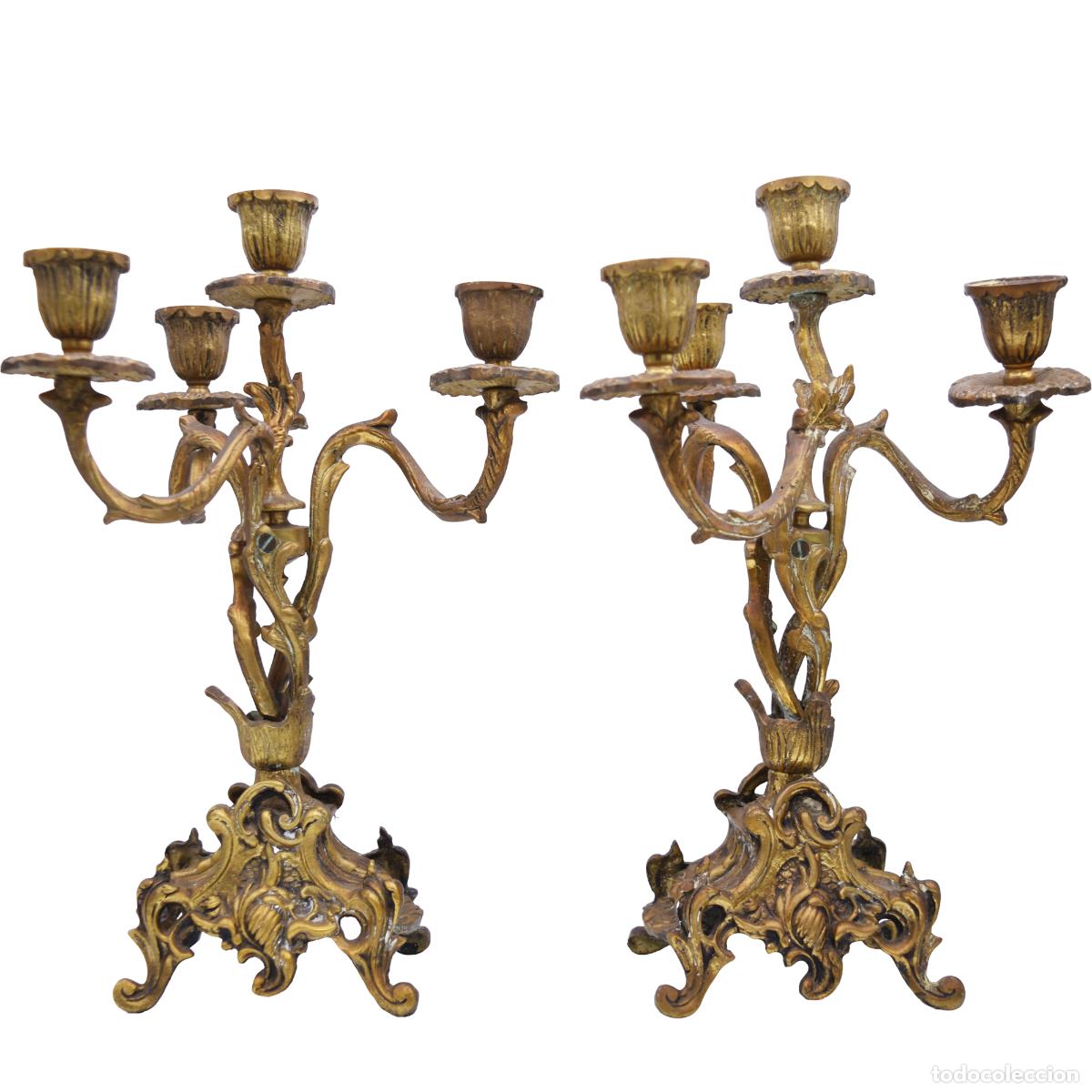Antig&uuml;edades: Candelabros de bronce antiguos - Foto 1
