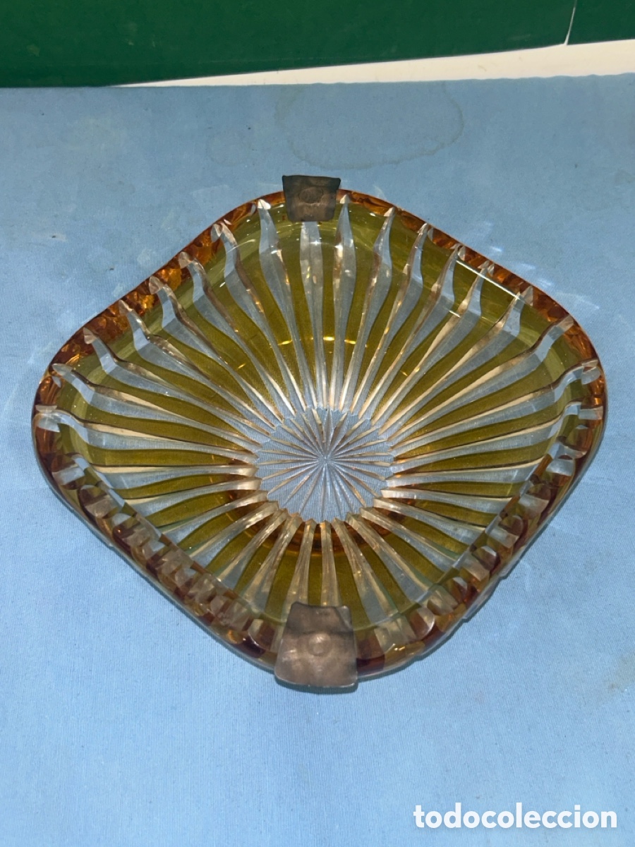 Antiques: BONITO CENICERO CRISTAL DE BOHEMIA CON PLATA *VER FOTOS*