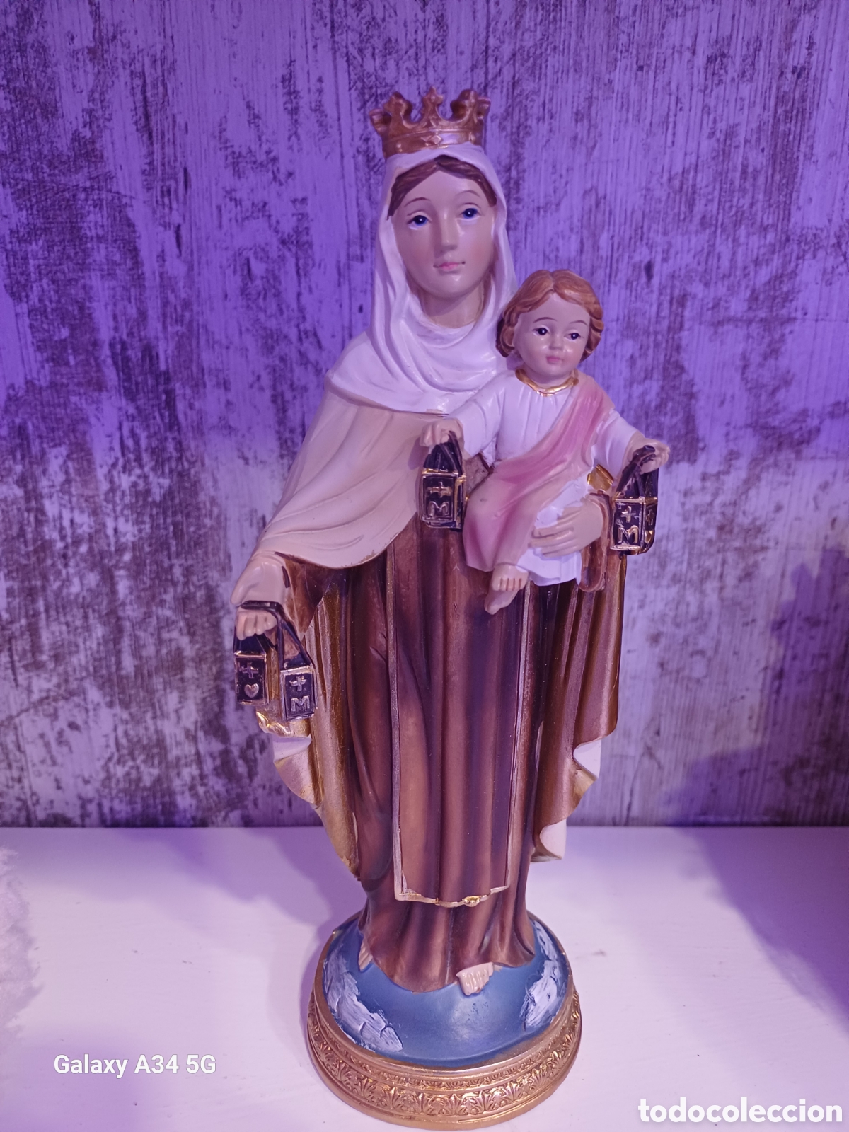 Antig&uuml;edades: VIRGEN DEL CARMEN 15 CM NUEVA - Foto 1