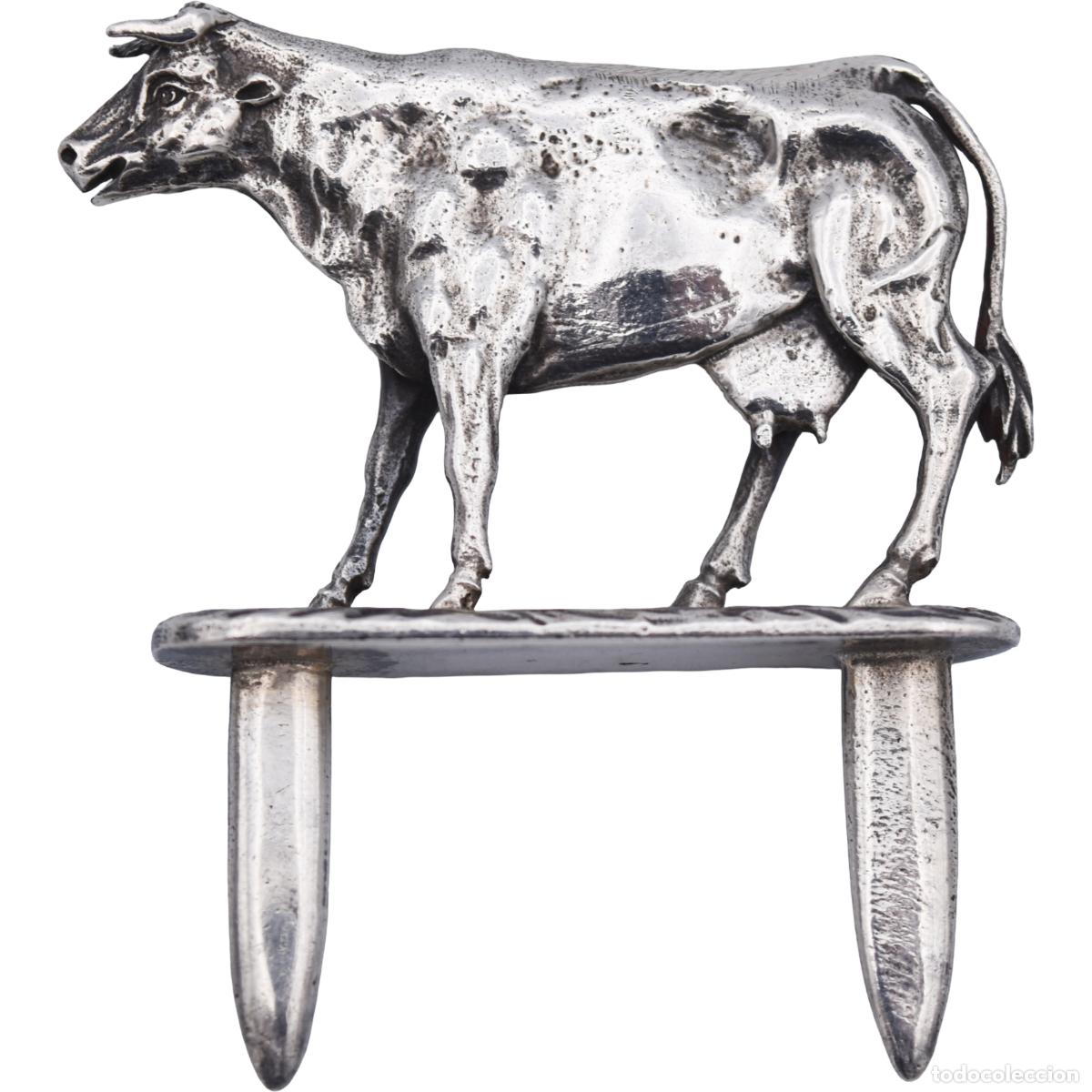 Antig&uuml;edades: Marcador de queso de plata con forma de vaca - Foto 2