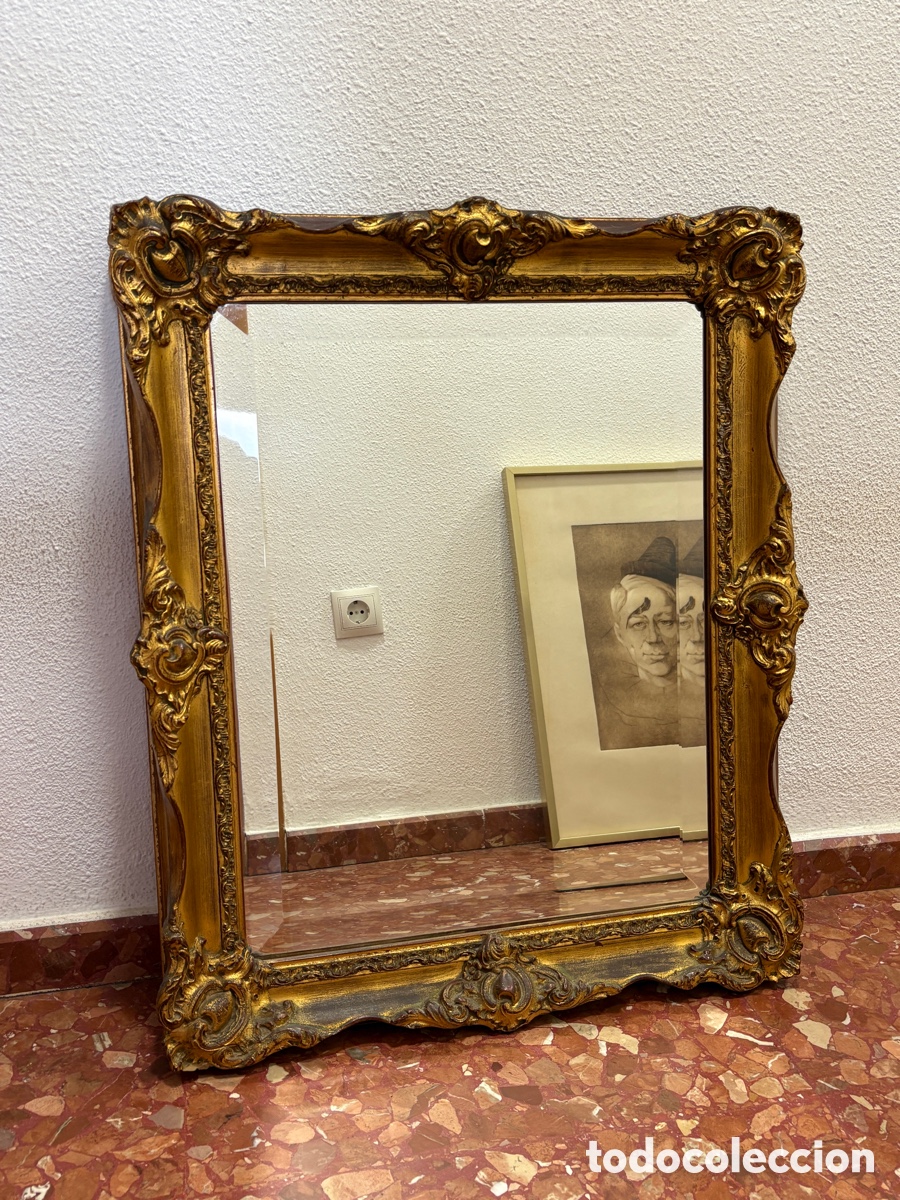 Antig&uuml;edades: Espejo antiguo dorado - Foto 1