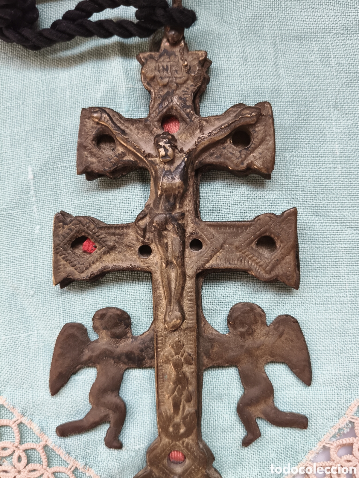 Antiques: ANTIGUA CRUZ DE CARAVACA SIGLO XIX BRONCE 17,5 CM CRUZ METAL ANTIGUO MURCIA