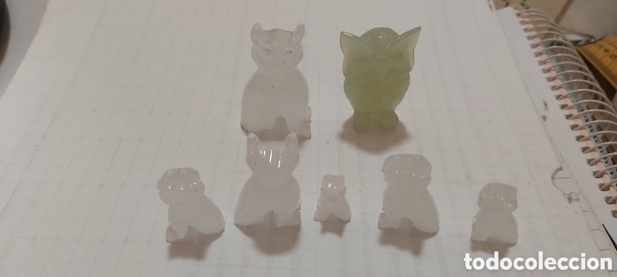 Antiguidades: 7 BUHOS DE JADE. DESDE 2 CTM