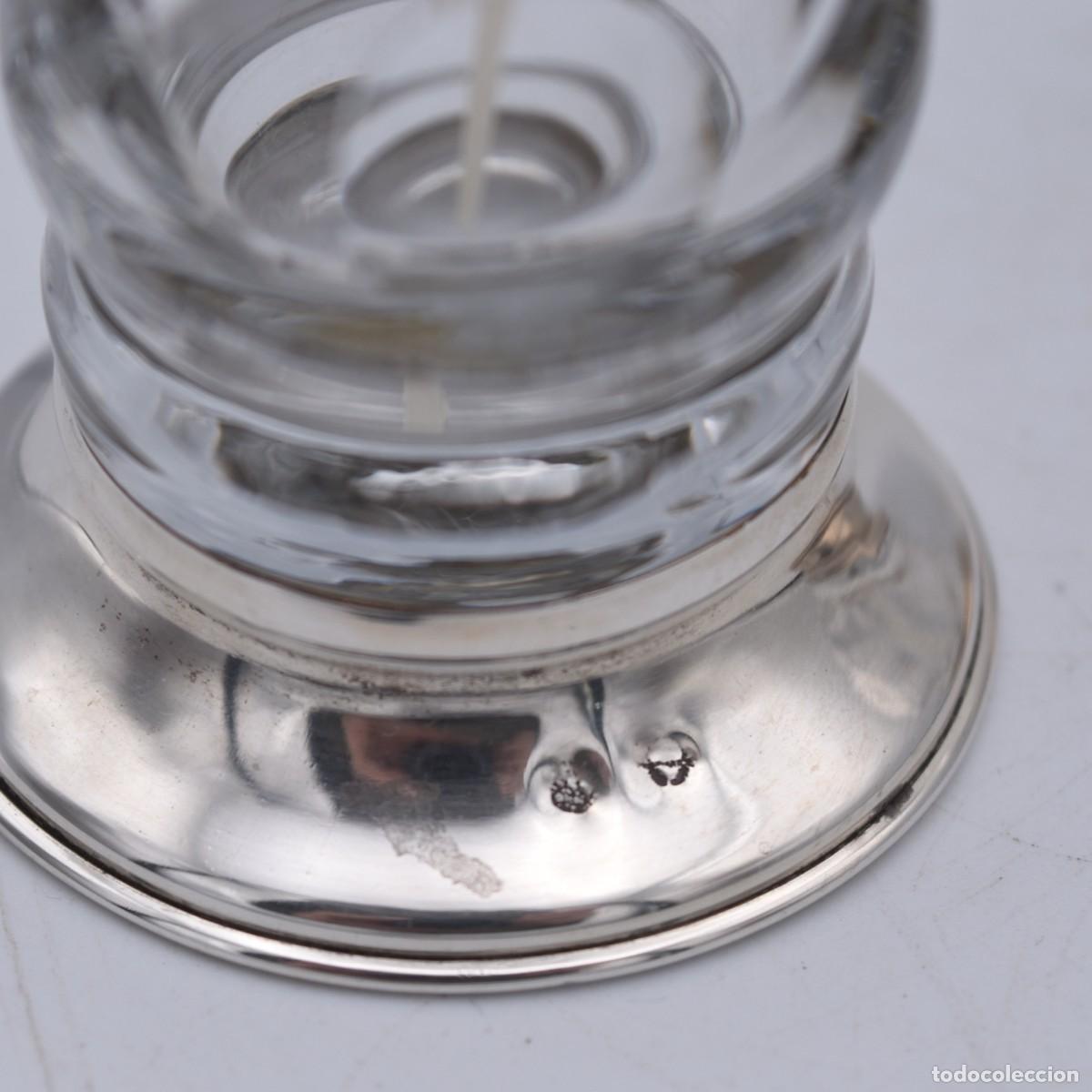 Antig&uuml;edades: Palilleros de cristal con base de plata - Foto 2
