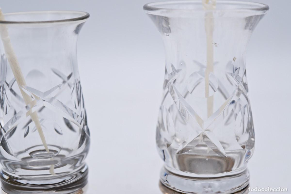 Antig&uuml;edades: Palilleros de cristal con base de plata - Foto 8